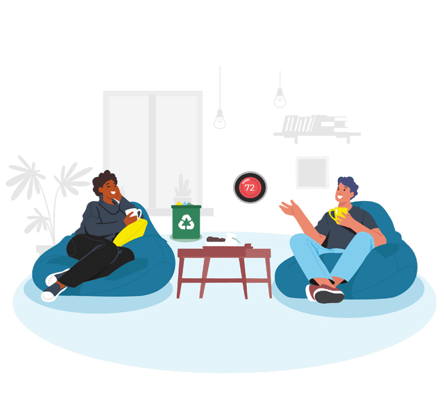 man and woman relaxing and talking at home