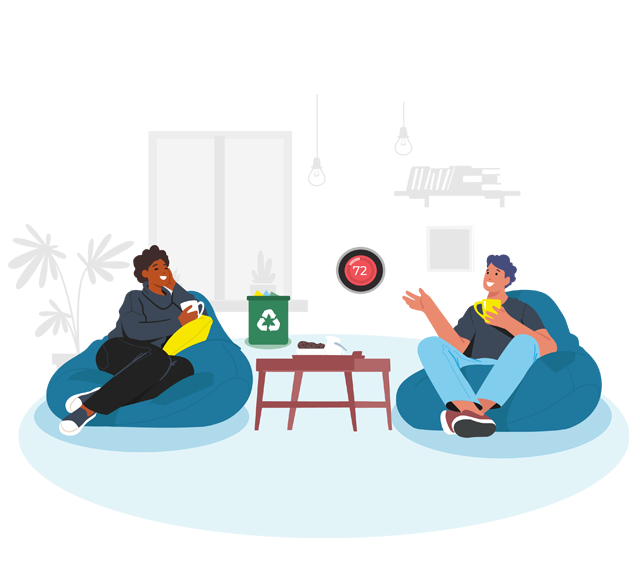 man and woman relaxing and talking at home