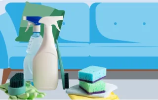 Spring-cleaning-supplies-in-a-living-room