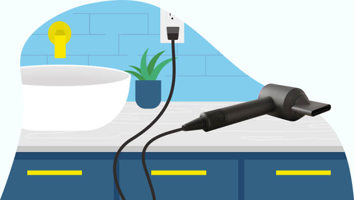 cartoon-image-of-a-hair-dryer-resting-on-a-sink-plugged-in.