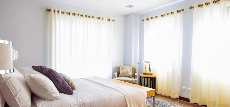 drawn curtains in a bedroom