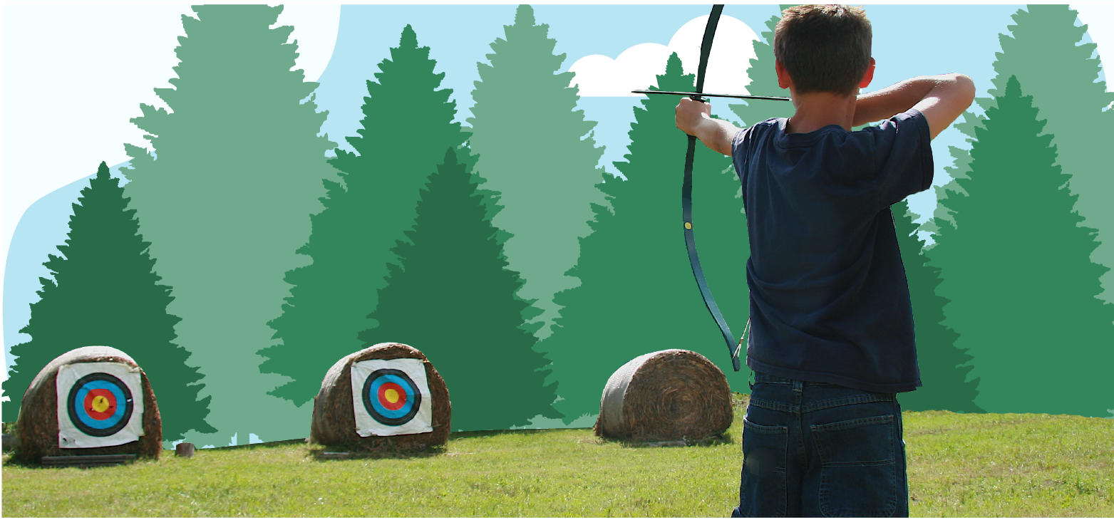 boy practicing archery at ohio summer camp