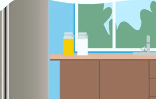 kitchen with a fridge