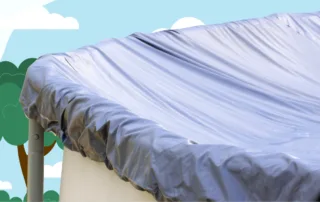 above ground pool with cover on outside