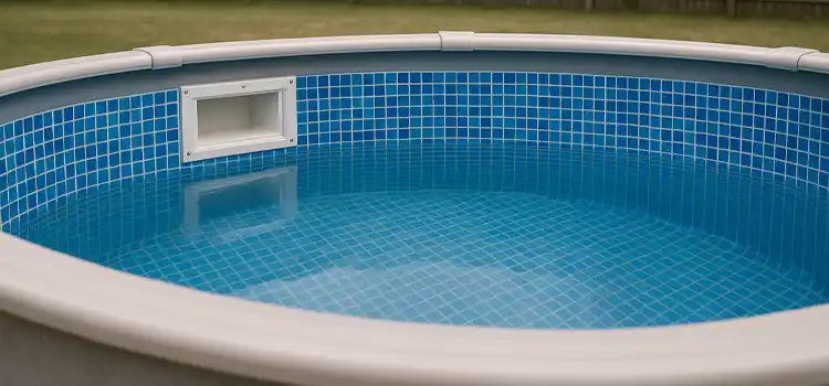 above ground pool with water lowered to winterize