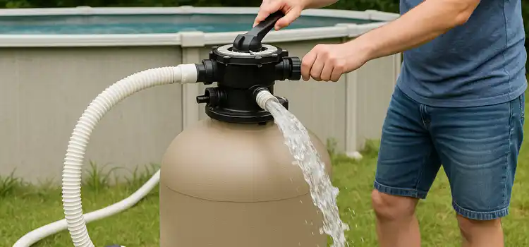 man draining an above ground pool filter