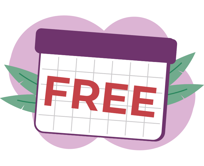 free month on a purple calender