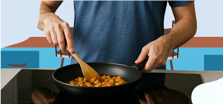person cooking on an induction stove person-cooking-on-an-induction-stove