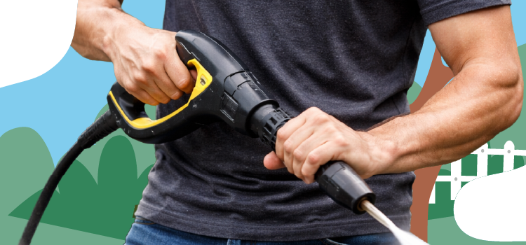 man with a gas pressure washer man-with-a-gas-pressure-washer