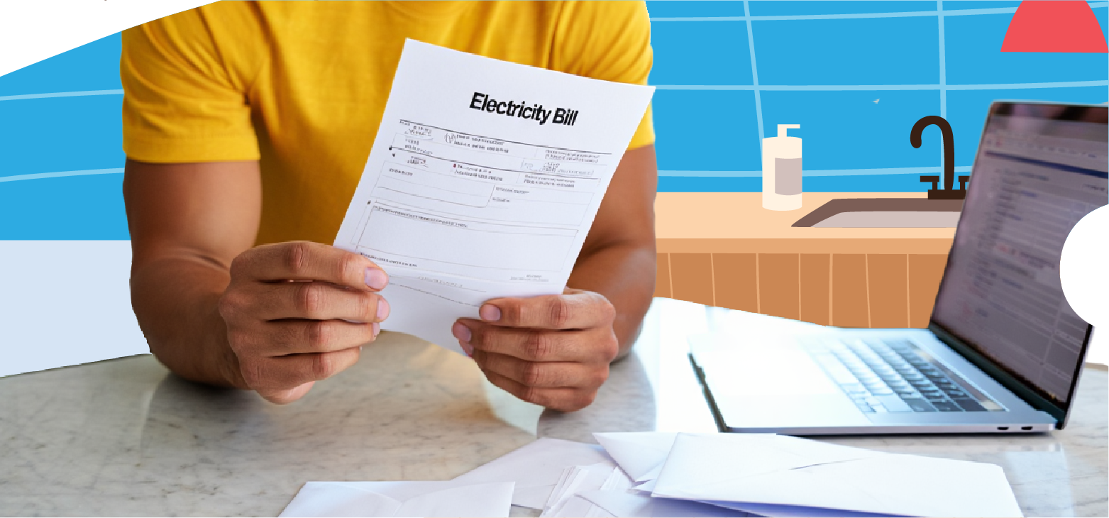 person looking a their electricity bill in a kitchen person-looking-a-their-electricity-bill-in-a-kitchen