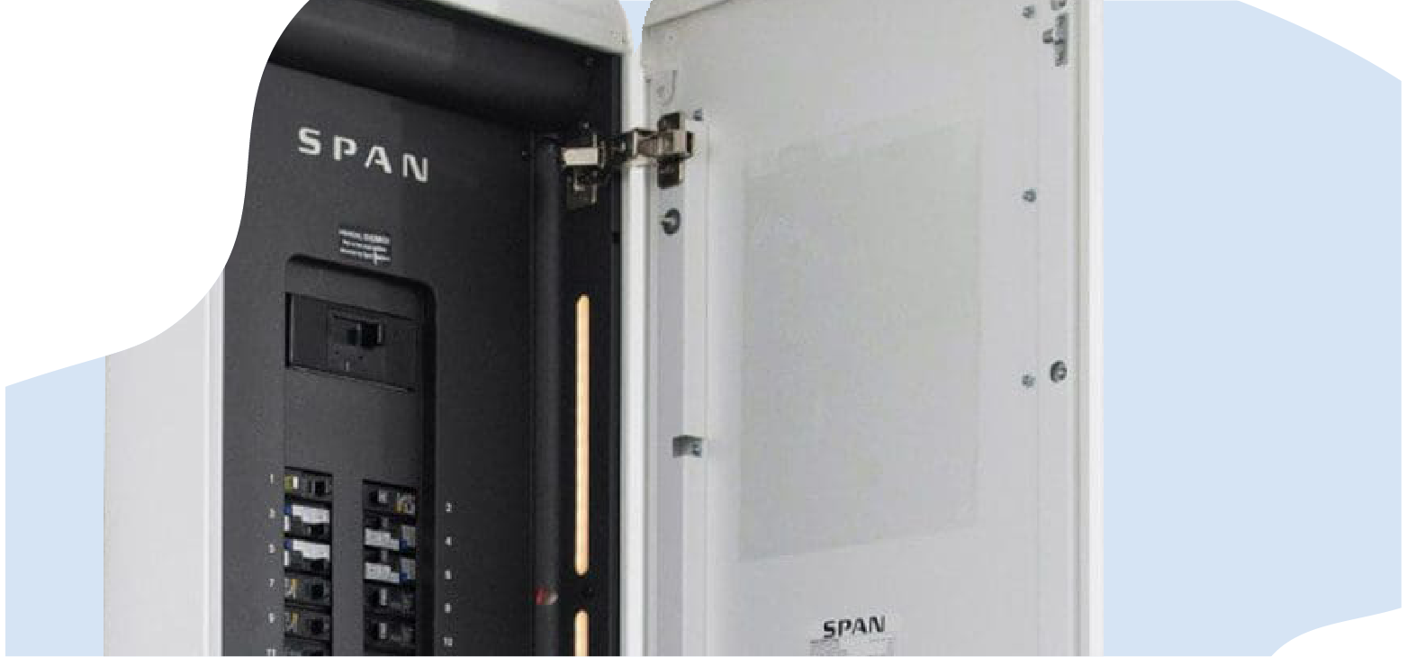 Modern smart electrical panel installed on a wall with a clean vector-style background. Modern-smart-electrical-panel-installed-on-a-wall-with-a-clean-vector-style-background