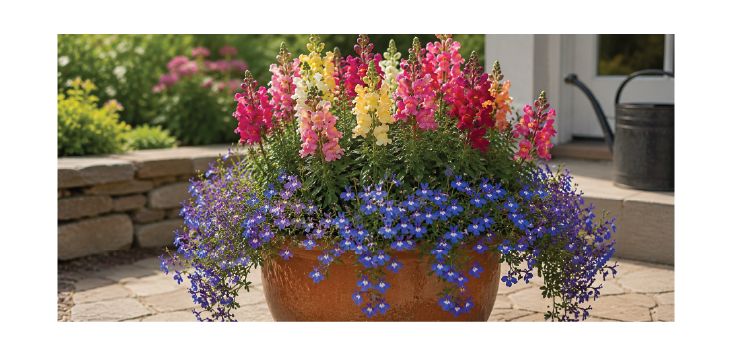 flower-pairing_Snapdragon-Lobelia-flower-pot-pairing