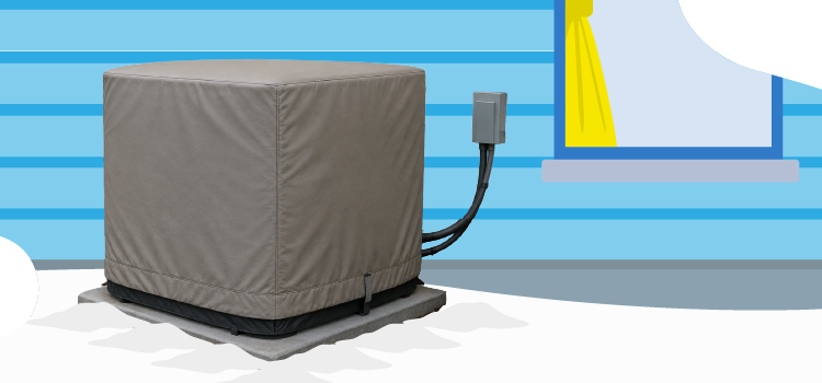 covered air conditioning unit on the side of a blue house in winter covered-air-conditioning-unit-on-the-side-of-a-blue-house-in-winter