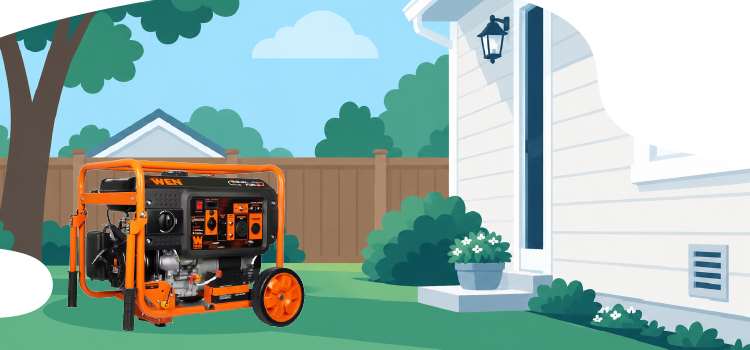 orange-generator-in-the-backyard-of-a-midwest-home