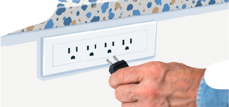 person plugging in a appliance to an outline in a kitchen island person-plugging-in-a-appliance-to-an-outline-in-a-kitchen-island