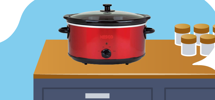slow cooker on a counter in a blue kitchen slow-cooker-on-a-counter-in-a-blue-kitchen